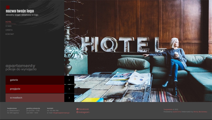 gotowe strony dla hoteli - przykładowy szablon